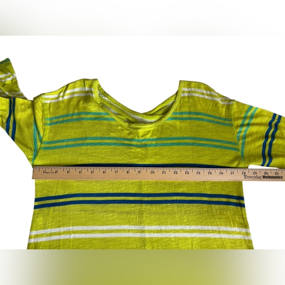 Talbots Lime Green Striped Long Sleeve Top Size Sp - Picture 4 of 7